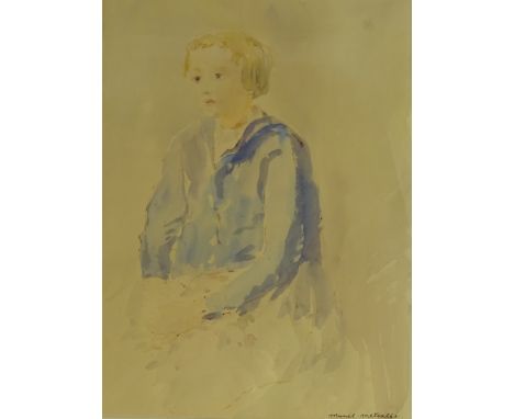 Muriel Metcalfe (British 1910-1994): Portrait of a Young girl, watercolour signed 37cm x 27.5cmDDS - Artist's resale rights m
