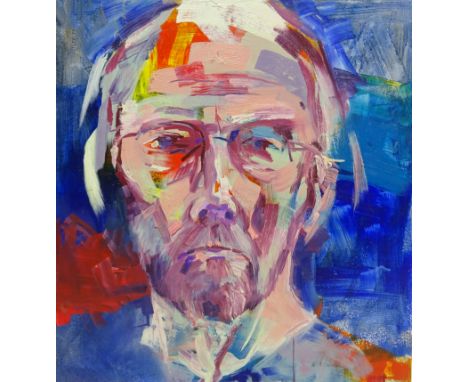 Russell Lumb (British Contemporary): Self Portrait, acrylic on board signed and dated 2011 verso 44.5cm x 42.5cm (unframed)DD