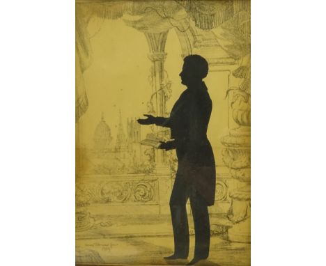 Augustin Amant Constant Fidèle Edouart (French 1789-1861): Silhouette Portrait of a Gentleman Holding a Book, in a pencil Cit