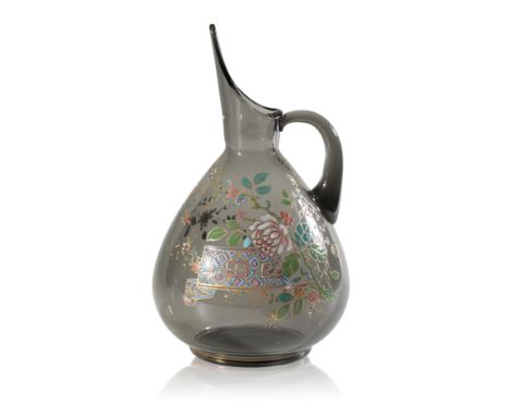 Enamelled earthenware pitcher Ricard and glass carafe …