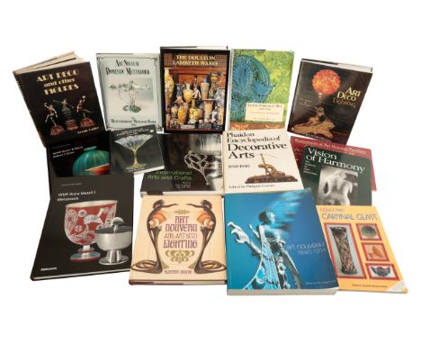 A QUANTITY OF BOOKS ON THE DECORATIVE ARTS including volumes on Art Deco figures, Art Nouveau and Art Deco lighting and Doult