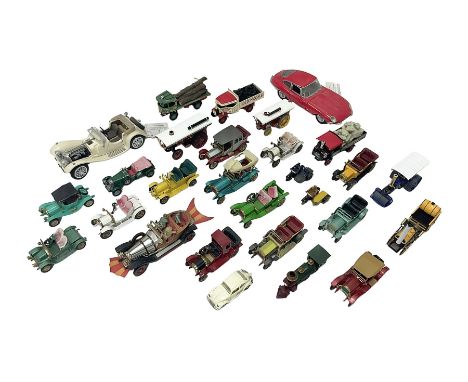 Approximately twenty eight die-cast scale model cars to include Corgi Chitty Chitty Bang Bang with three figures, Lesney/Matc