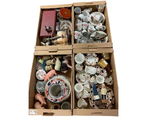Collection of ceramics, including tea service, frog mug, figures and other collectables, in four boxes 