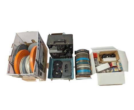 Bell & Howell TQ III 16mm film projector, together with lenses and spare projector lamps and a quantity of 16mm film reels, i