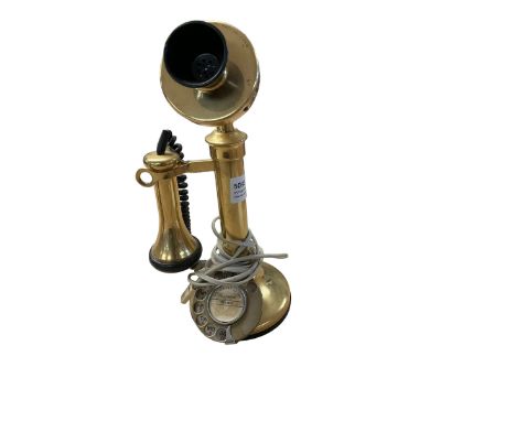 20th century brass candlestick telephone, H33cm