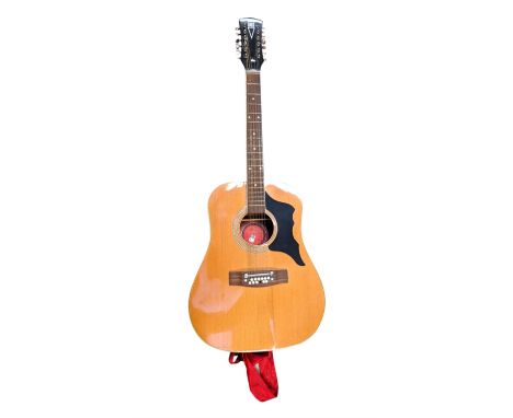 E-Ros model 612 twelve string acoustic guitar, in carrying case, guitar L108cm