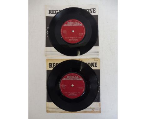 Two Tyrannosaurus Rex Mark Bolan singles, By the light of the magical moon, King of the rumbling spires, appear excellent con