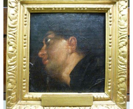 19thC Continental School - a portrait study, a young man  oil on canvas & on a panel  5'' x 5'' in a moulded gilt frame      