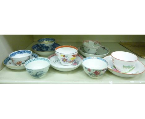 Late 19thC New Hall and other porcelain tea bowls and saucers       OS4