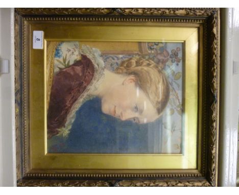 Late 19thC British School - 'Lady Sarah Spencer' a head and shoulders portrait study, a young woman with plaited hair, wearin