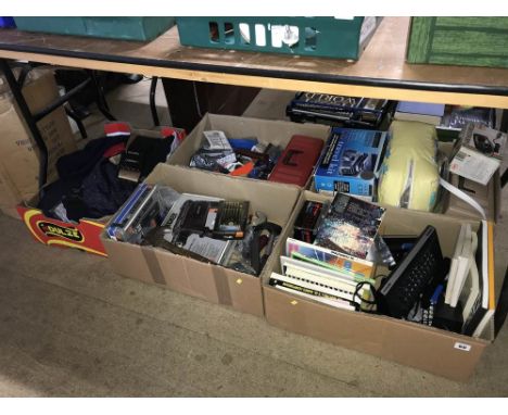 Five boxes of assorted, tools etc.