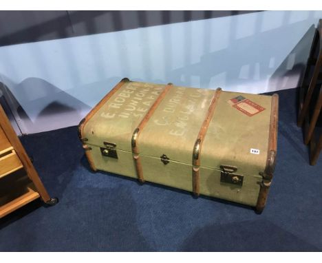 A travel trunk with Cunard Line labels