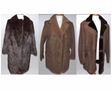 A dark brown three-quarter length Ladies Squirrel fur coat, with bell sleeves, together with a light brown Ladies Sheepskin c
