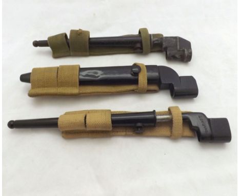 UK No 4 Mk 2 Spike Bayonet and Scabbard + No 4 Mk 3 Spike Bayonet and Scabbard + No 9 Bayonet and Scabbard (3)  