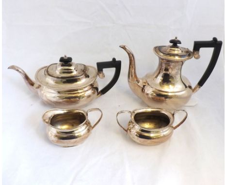 Early 20th Century Silver Plated set comprising Coffee Pot, Tea Pot, Sugar Basin and Cream Jug, largest piece 9" high (4)  