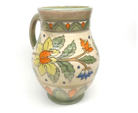 Large Crown Ducal Charlotte Rhead floral pattern Jug with looped handle, 10" high&nbsp;
Condition:
Generally good condition.
