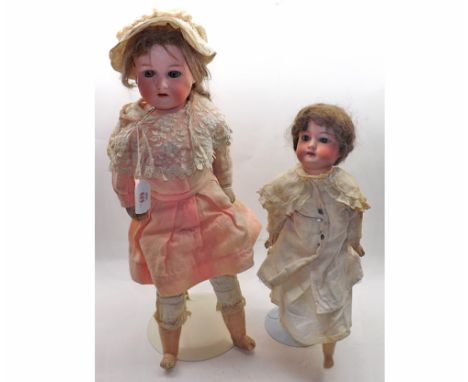 Armand Marseille DEP Bisque Head and Shoulder Plate Doll, Mould No 370, with weighted blue sleep glass eyes, painted lashes a