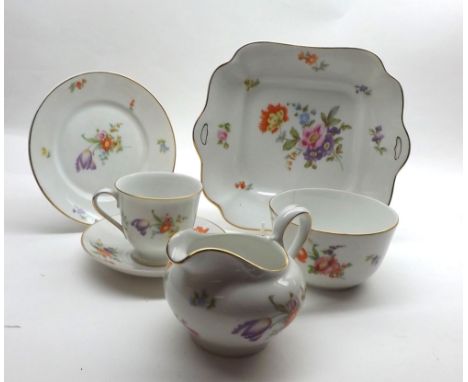 Quantity of Rosenthal Balmoral pattern part Tea Set comprising two Sandwich Plates, Milk Jug, Sugar Basin and quantity of Cup