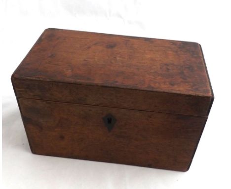 A 19th Century Mahogany Tea Caddy of rectangular form, the interior with two compartments, 8" wide