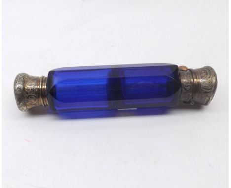 19th Century cut blue glass double ended Scent Bottle marked "Mays Patent", 5" long&nbsp;
Condition:
One end has crushed rim,