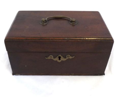 19th Century Mahogany Tea Caddy of rectangular form, lacking any interior fittings, 8" wide  