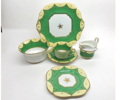 Quantity of Hughes & Co Palladian early 20th Century Tea Wares comprising two Sandwich Plates, Sugar Basin and quantity Cups,