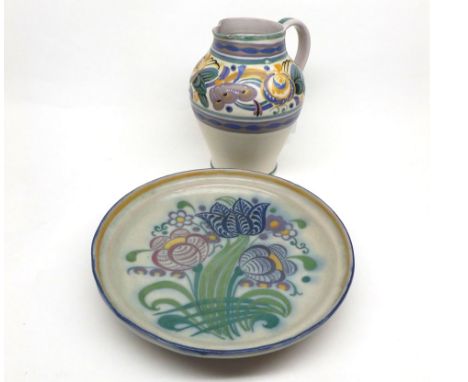 Mixed lot: comprising a Carter Stabler and Adams Ltd Poole Pottery floral decorated Jug, and a further similar floral decorat