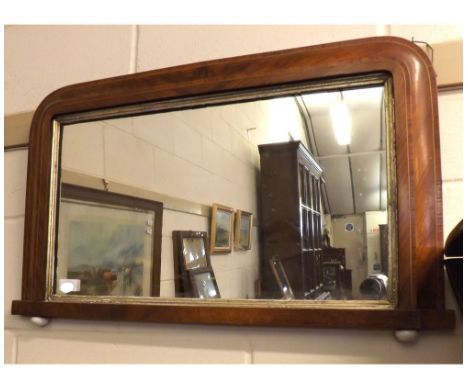 Victorian over-mantel Mirror in Walnut veneered frame, 28" wide