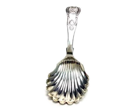 WILLIAM IV SILVER CADDY SPOON, maker's mark mistruck, Glasgow 1836, Queen's pattern with shell bowl, 12.5cm long, 20g