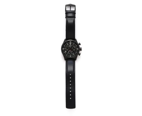 ALPINA, STARTIMER PILOT CHRONOGRAPH: GENTLEMAN'S BLACK PVD COATED STEEL WRISTWATCH, CIRCA 2023 calibre 371 quartz movement, b