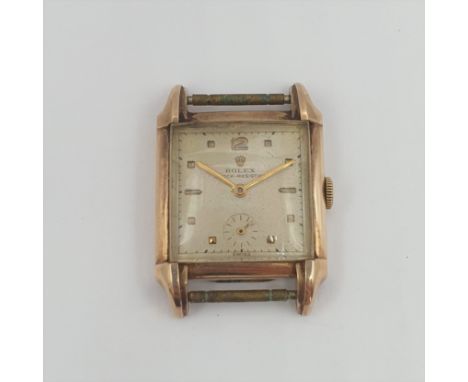 A gentleman's 1950's Rolex 'Shock Resisting' manual wind Wristwatch, model 4533, the square cream dial with arabic numeral at