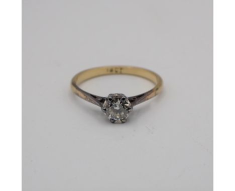 A Diamond single stone Ring claw-set brilliant-cut stone, estimated 0.30cts, stamped 18ct, ring size L 