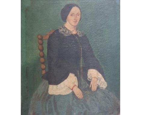 AMERICAN SCHOOL (?) c.1870. Portrait of a Lady, seated three quarter-length, oil on canvas, 18 1/2 x 15 in 