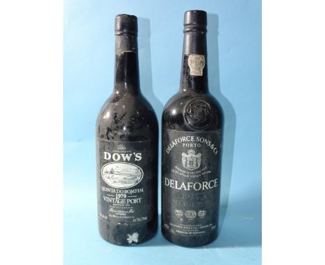 Dow's Quinta Do Bomfim 1979 Vintage Port, bottled '81, 20% vol, 75cl, low neck, one bottle and Delaforce 1975 Vintage Port, 2