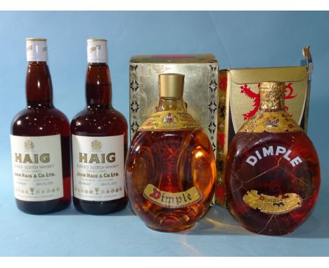 John Haig &amp; Co. Ltd Gold Label Blended Scotch Whisky, 70% proof, 26⅔fl.oz, metal screw cap, level mid-neck and another, l