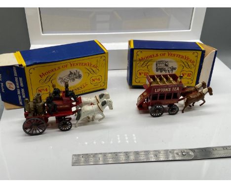 A Lot of two Models of Yesteryear by Lesney with boxes. No.4 Shand Mason Horse Drawn Fire Engine &amp; No.12 Horse Bus. 