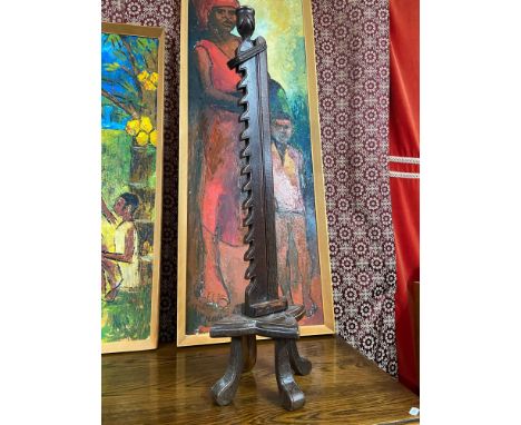 A Rare arts and crafts rise and fall stand lamp candle holder. 