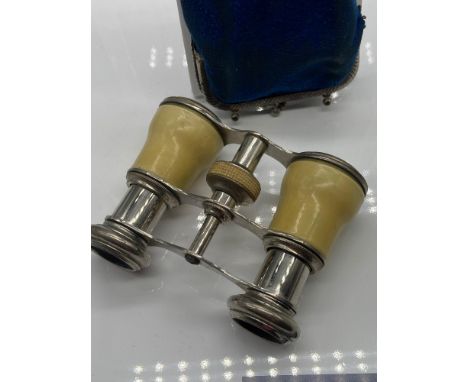 A Pair of vintage opera glasses with purse/ carry bag. 