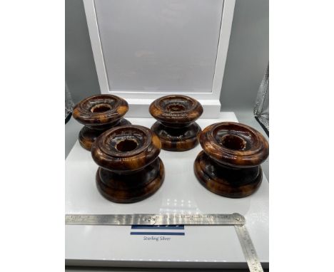 A Lot of four antique treacle glazed sash window rests/ furniture rests. 
