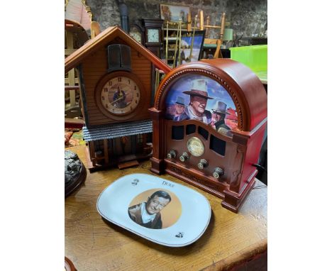 John Wayne cuckoo clock and radio 