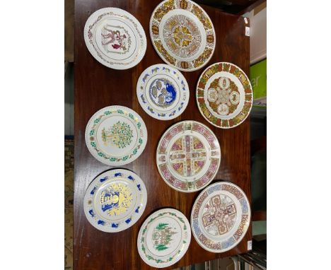 A collection of Spode Christmas collectors plates and various large Spode Plates. 