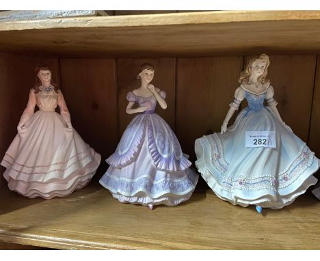 A Lot of 5 Danbury Mint Figurines 'Jo, Lady Caroline, Beth, Mary &amp; First Love [Little Woman] [Age of Romance] 