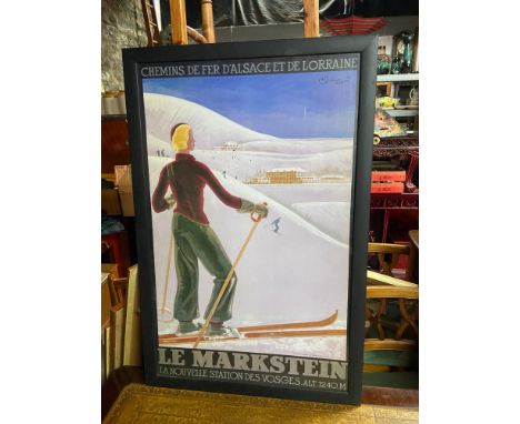 Vintage Le Markstein Ski resort advertising poster framed. 