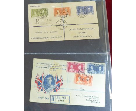 Stamps; King George VI commonwealth postal history and first day covers in album (52 covers) 