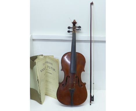 A Maidstone John G Murdoch &amp; Co. violin and bow, cased, length of back excluding button 36.5cm 