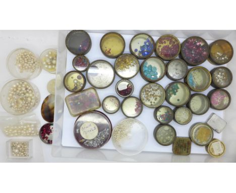 A collection of paste stones, faux pearl beads and gemstones 