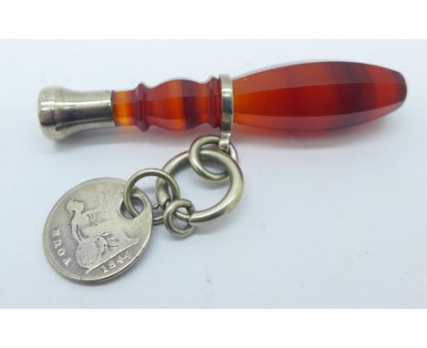 An agate seal fob or pipe tamper, 58mm 
