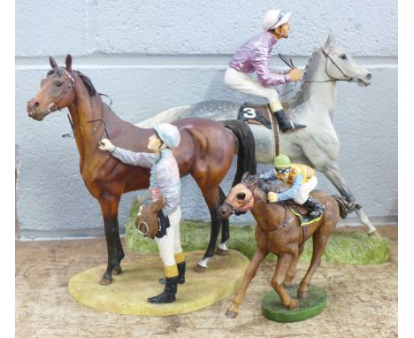 Three models of racehorses; two The Hamilton Collection, one a/f and a smaller model 