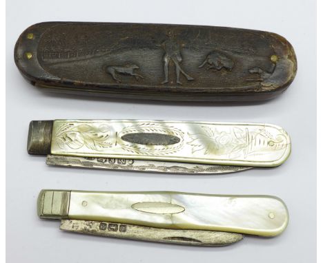 Two silver and mother of pearl fruit knives including one Victorian, (blades scratched) and an early 20th Century Bingham com
