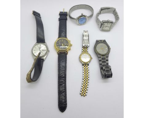 Six wristwatches, Technos, Krug Baumen, Pulsar, Rotary and two others 